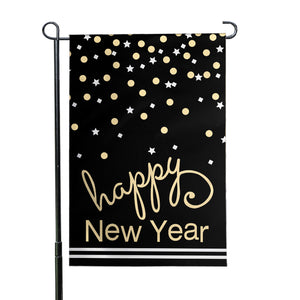 Happy New Year Garden Flag - 12x18 inches, 110D Knitted Polyester, Reflective Heron Design, Double Sided(复制)