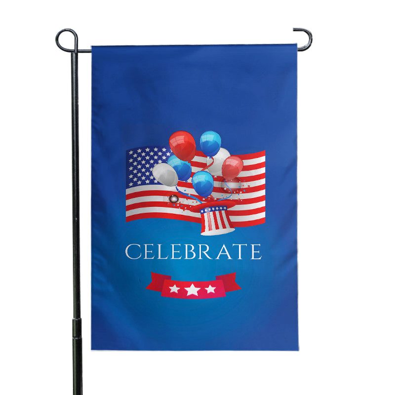Celebrate Garden Flag - 12x18 inches, 110D Knitted Polyester, Reflective Heron Design, Double Sided