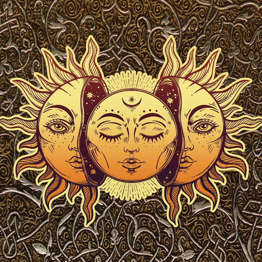 Sun and Moon Tapestry Indie Astrology Tapestry for Bedroom Hippie Aesthetic Vintage Tapestries Wall Tapestry for Teenage Girls Boys Women Men, Golden Brown Tapestry