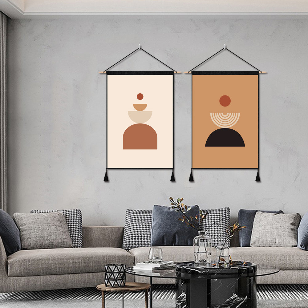 2 Pack Abstract Simple Semicircle Round Modern Wall Art Tapestries Vertical,Aesthetic Tapestry Art Short Tapestries for Room (13.8 X 19.7 Inch)