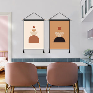 2 Pack Abstract Simple Semicircle Round Modern Wall Art Tapestries Vertical,Aesthetic Tapestry Art Short Tapestries for Room (13.8 X 19.7 Inch)