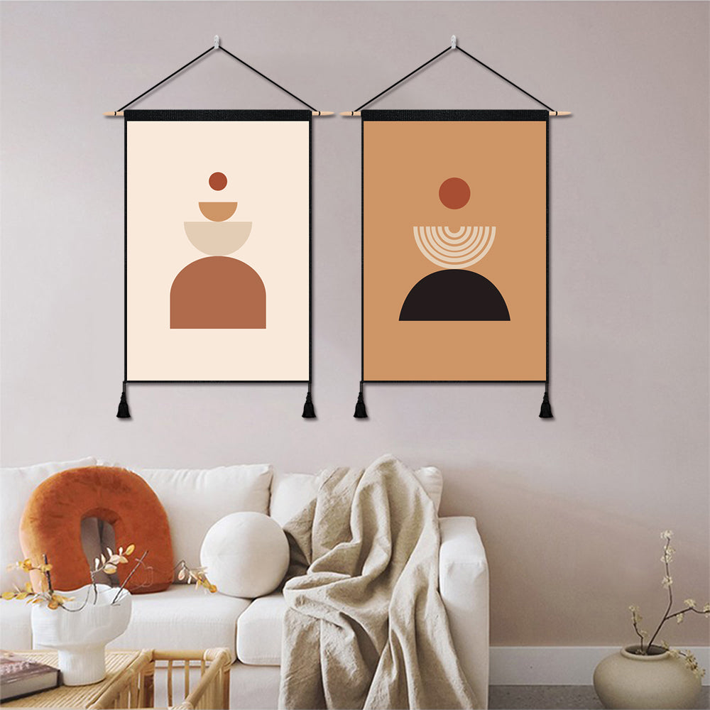 2 Pack Abstract Simple Semicircle Round Modern Wall Art Tapestries Vertical,Aesthetic Tapestry Art Short Tapestries for Room (13.8 X 19.7 Inch)