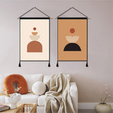 2 Pack Abstract Simple Semicircle Round Modern Wall Art Tapestries Vertical,Aesthetic Tapestry Art Short Tapestries for Room (13.8 X 19.7 Inch)