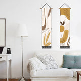 2 Pack Abstract Yellow Leaves Modern Wall Art Tapestries Vertical,Aesthetic Tapestry Art Long Tapestries for Room (12.8 X 51.2 Inch)