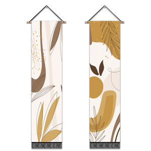 2 Pack Abstract Yellow Leaves Modern Wall Art Tapestries Vertical,Aesthetic Tapestry Art Long Tapestries for Room (12.8 X 51.2 Inch)