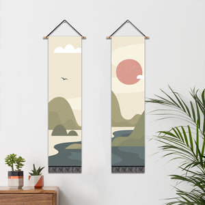 2 Pack Abstract Sun Modern Wall Art Tapestries Vertical,Aesthetic Tapestry Art Long Tapestries for Room (12.8 X 51.2 Inch)