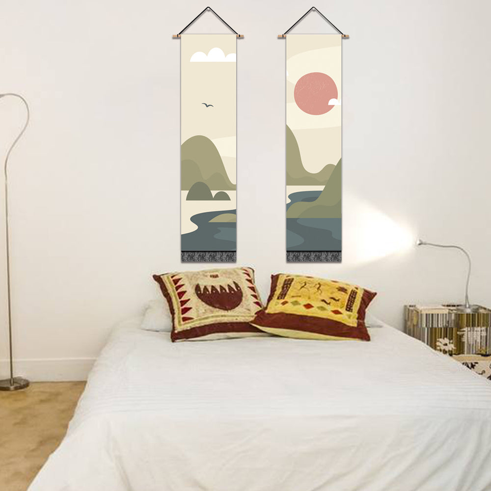 2 Pack Abstract Sun Modern Wall Art Tapestries Vertical,Aesthetic Tapestry Art Long Tapestries for Room (12.8 X 51.2 Inch)