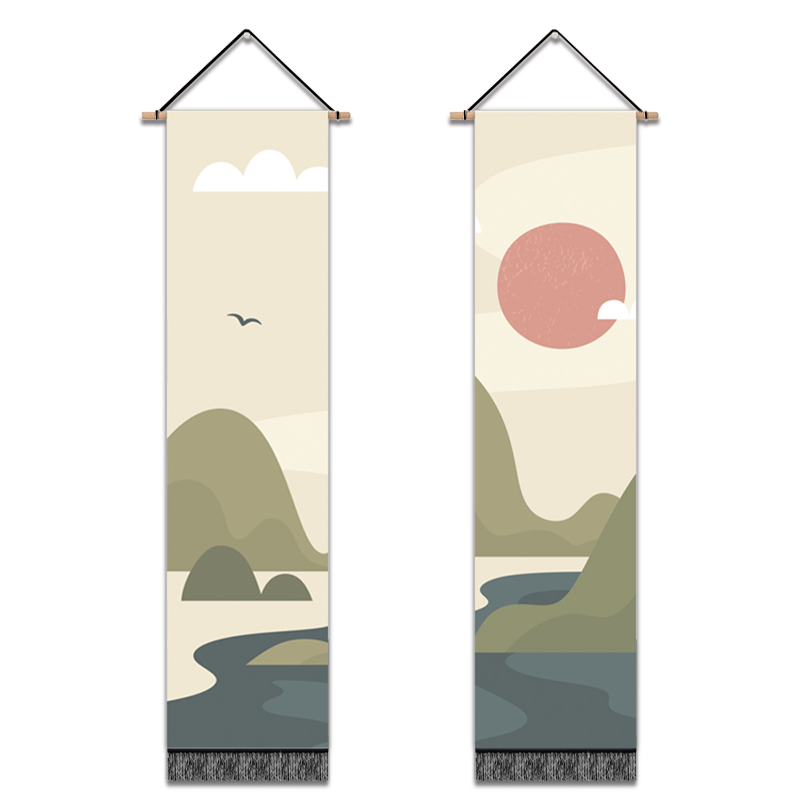 2 Pack Abstract Sun Modern Wall Art Tapestries Vertical,Aesthetic Tapestry Art Long Tapestries for Room (12.8 X 51.2 Inch)
