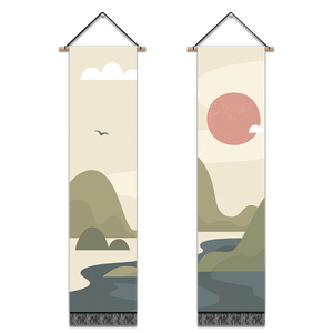 2 Pack Abstract Sun Modern Wall Art Tapestries Vertical,Aesthetic Tapestry Art Long Tapestries for Room (12.8 X 51.2 Inch)