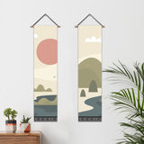 2 Pack Abstract Sun And Mountains Modern Wall Art Tapestries Vertical,Aesthetic Tapestry Art Long Tapestries for Room (12.8 X 51.2 Inch)
