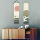 2 Pack Abstract Sun And Mountains Modern Wall Art Tapestries Vertical,Aesthetic Tapestry Art Long Tapestries for Room (12.8 X 51.2 Inch)