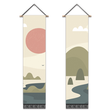 2 Pack Abstract Sun And Mountains Modern Wall Art Tapestries Vertical,Aesthetic Tapestry Art Long Tapestries for Room (12.8 X 51.2 Inch)