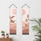 2 Pack Abstract Sun And Grass Modern Wall Art Tapestries Vertical,Aesthetic Tapestry Art Long Tapestries for Room (12.8 X 51.2 Inch)