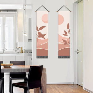 2 Pack Abstract Sun And Grass Modern Wall Art Tapestries Vertical,Aesthetic Tapestry Art Long Tapestries for Room (12.8 X 51.2 Inch)