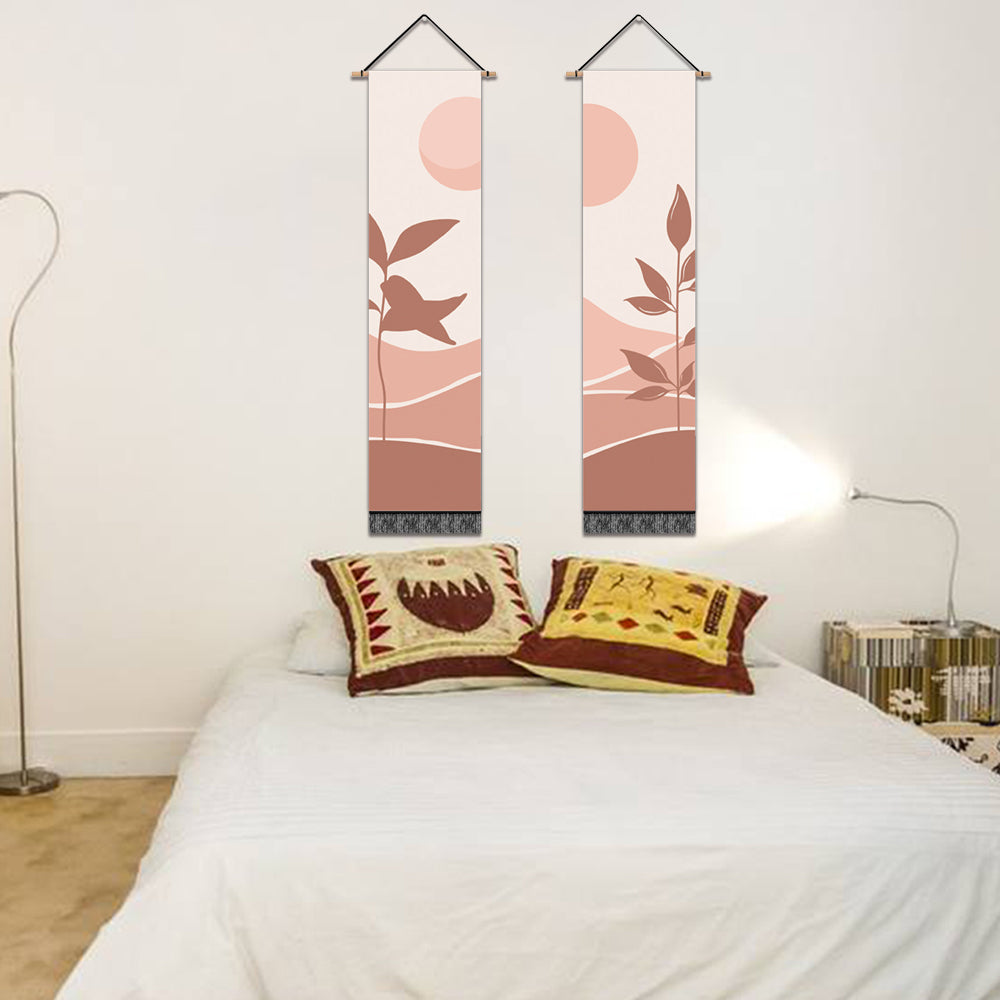 2 Pack Abstract Sun And Grass Modern Wall Art Tapestries Vertical,Aesthetic Tapestry Art Long Tapestries for Room (12.8 X 51.2 Inch)