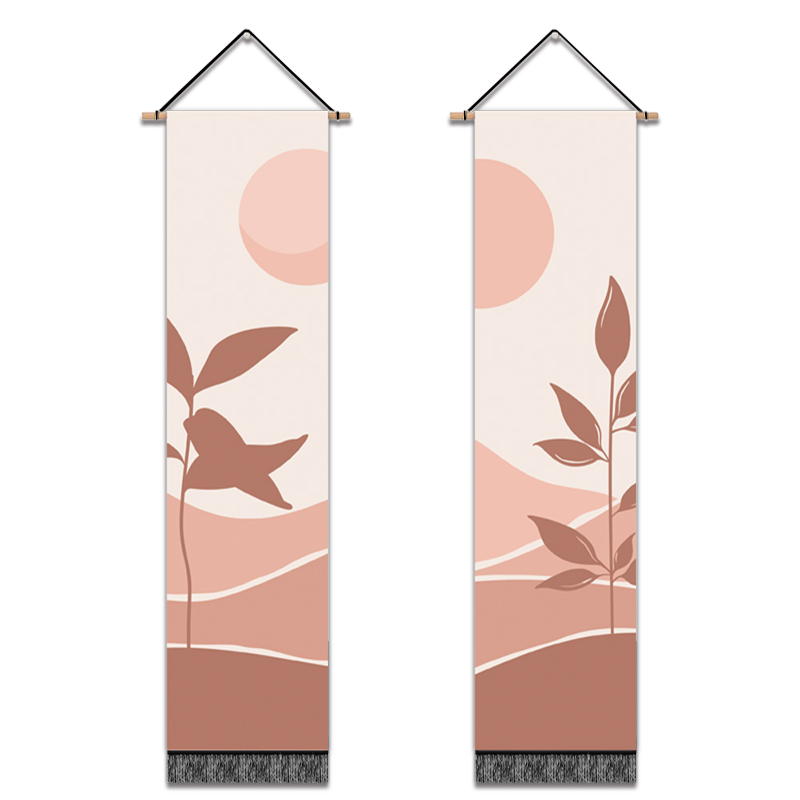 2 Pack Abstract Sun And Grass Modern Wall Art Tapestries Vertical,Aesthetic Tapestry Art Long Tapestries for Room (12.8 X 51.2 Inch)