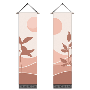 2 Pack Abstract Sun And Grass Modern Wall Art Tapestries Vertical,Aesthetic Tapestry Art Long Tapestries for Room (12.8 X 51.2 Inch)