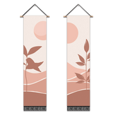 2 Pack Abstract Sun And Grass Modern Wall Art Tapestries Vertical,Aesthetic Tapestry Art Long Tapestries for Room (12.8 X 51.2 Inch)