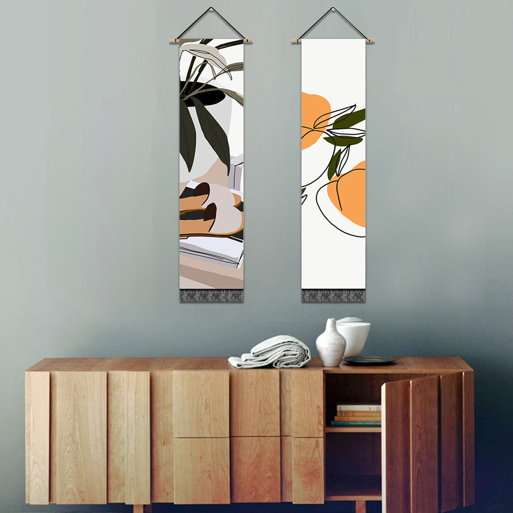2 Pack Modern Wall Art Tapestries Vertical,Aesthetic Tapestry Art Long Tapestries for Room (12.8 X 51.2 Inch)