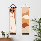 2 Pack Abstract Girl in White Wall Art Tapestries Vertical,Aesthetic Tapestry Art Long Tapestries for Room (12.8 X 51.2 Inch)
