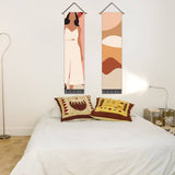 2 Pack Abstract Girl in White Wall Art Tapestries Vertical,Aesthetic Tapestry Art Long Tapestries for Room (12.8 X 51.2 Inch)