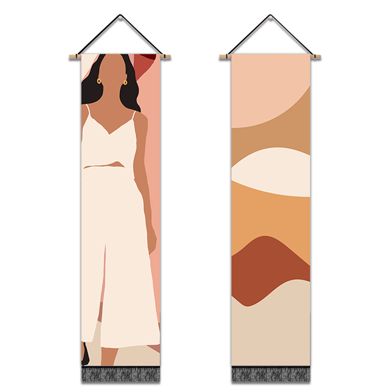 2 Pack Abstract Girl in White Wall Art Tapestries Vertical,Aesthetic Tapestry Art Long Tapestries for Room (12.8 X 51.2 Inch)