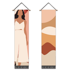 2 Pack Abstract Girl in White Wall Art Tapestries Vertical,Aesthetic Tapestry Art Long Tapestries for Room (12.8 X 51.2 Inch)
