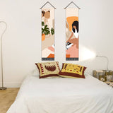 2 Pack Abstract Girl Reading Poster Wall Art Tapestries Vertical,Aesthetic Tapestry Art Long Tapestries for Room (12.8 X 51.2 Inch)