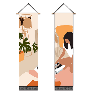 2 Pack Abstract Girl Reading Poster Wall Art Tapestries Vertical,Aesthetic Tapestry Art Long Tapestries for Room (12.8 X 51.2 Inch)