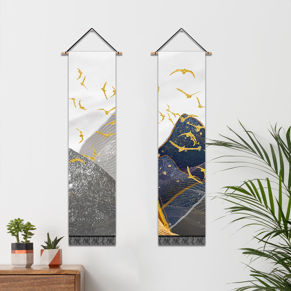 2 Pack Abstract Bird Modern Wall Art Tapestries Vertical,Aesthetic Tapestry Art Long Tapestries for Room (12.8 X 51.2 Inch)