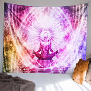 Spiritual Wall Tapestry for Bedroom Yoga Chakra Indie Tapestry Aesthetic Tapestries Hanging Art for Women Men Teenage Girl, Pink Tapestry