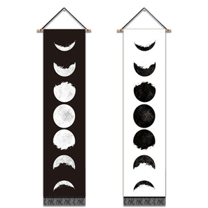 2 Pack Moon Black And White Modern Wall Art Tapestries Vertical,Aesthetic Tapestry Art Long Tapestries for Room (12.8 X 51.2 Inch)