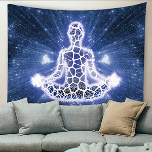 Spiritual Wall Tapestry for Bedroom Yoga Chakra Indie Tapestry Aesthetic Tapestries Hanging Art for Women Men Teenage Girl, Blue Tapestry