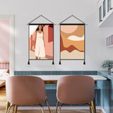 2 Pack Girl in White And Abstract Art Modern Wall Art Tapestries Vertical,Aesthetic Tapestry Art Short Tapestries for Room (13.8 X 19.7 Inch)