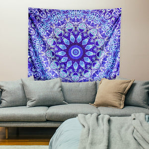 Mandala Tapestry – Bohemian Blue Wall Hanging for Bedroom, Aesthetic Vintage Tapestry for Women, Men, and Teenage Girls