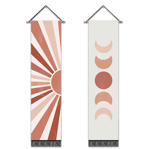 2 Pack Sun And Moon Modern Wall Art Tapestries Vertical,Aesthetic Tapestry Art Long Tapestries for Room (12.8 X 51.2 Inch)
