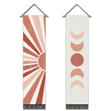 2 Pack Sun And Moon Modern Wall Art Tapestries Vertical,Aesthetic Tapestry Art Long Tapestries for Room (12.8 X 51.2 Inch)