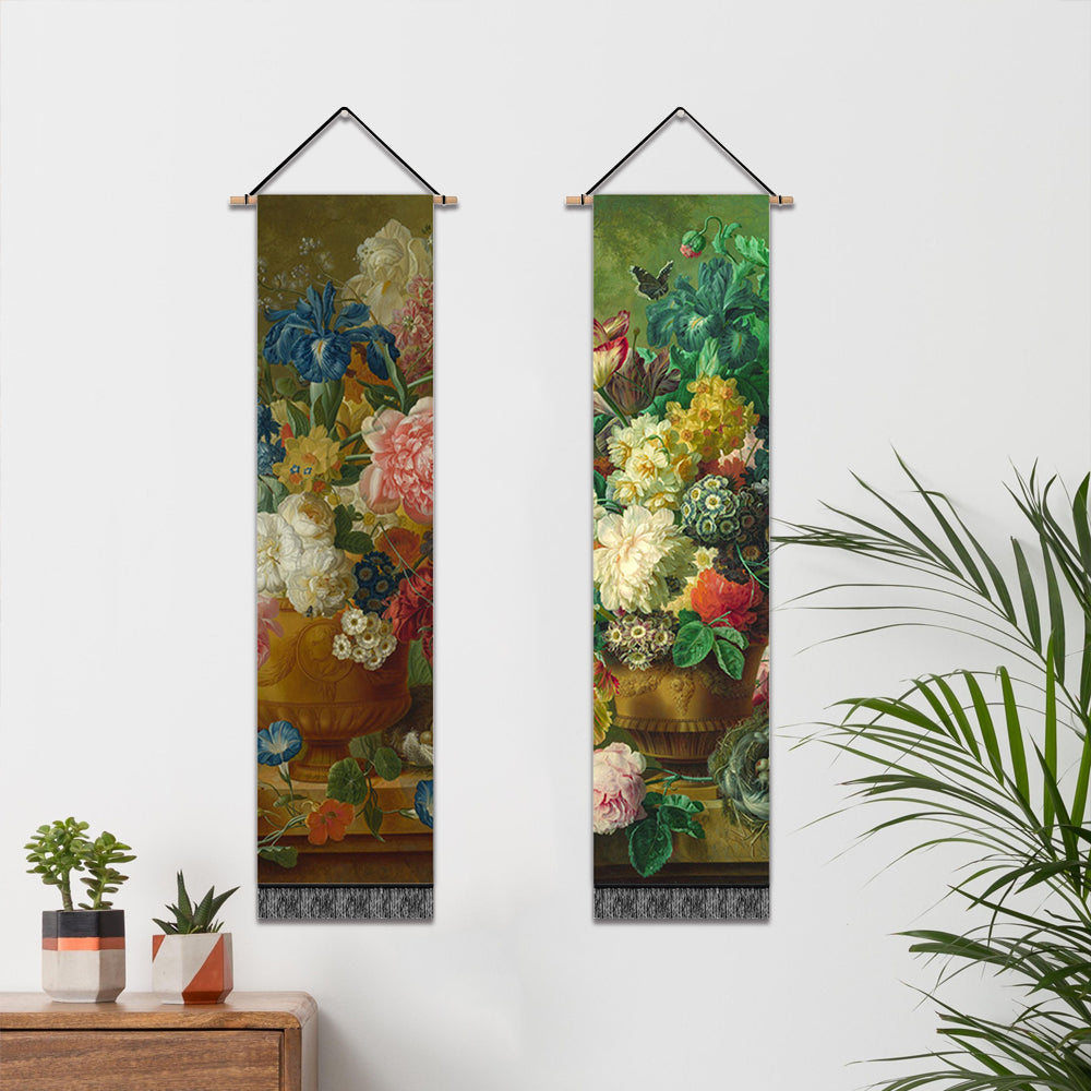 2 Pack Abstract Colorful Flowers Modern Wall Art Tapestries Vertical,Aesthetic Tapestry Art Long Tapestries for Room (12.8 X 51.2 Inch)