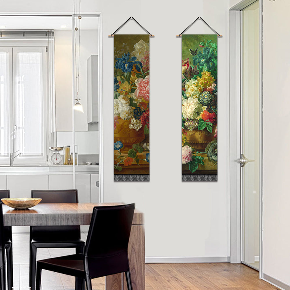 2 Pack Abstract Colorful Flowers Modern Wall Art Tapestries Vertical,Aesthetic Tapestry Art Long Tapestries for Room (12.8 X 51.2 Inch)