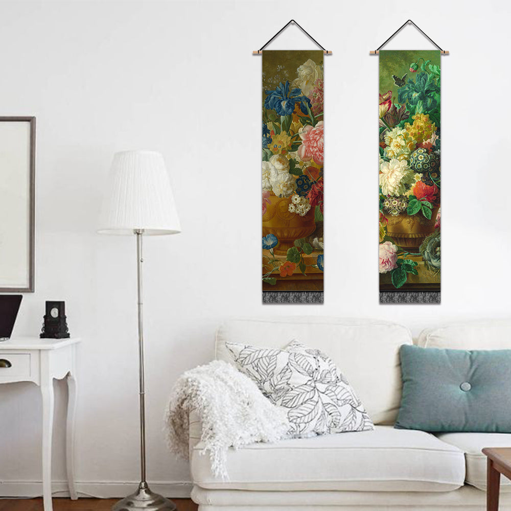 2 Pack Abstract Colorful Flowers Modern Wall Art Tapestries Vertical,Aesthetic Tapestry Art Long Tapestries for Room (12.8 X 51.2 Inch)