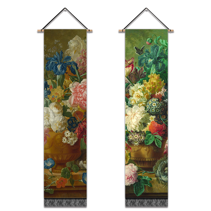 2 Pack Abstract Colorful Flowers Modern Wall Art Tapestries Vertical,Aesthetic Tapestry Art Long Tapestries for Room (12.8 X 51.2 Inch)