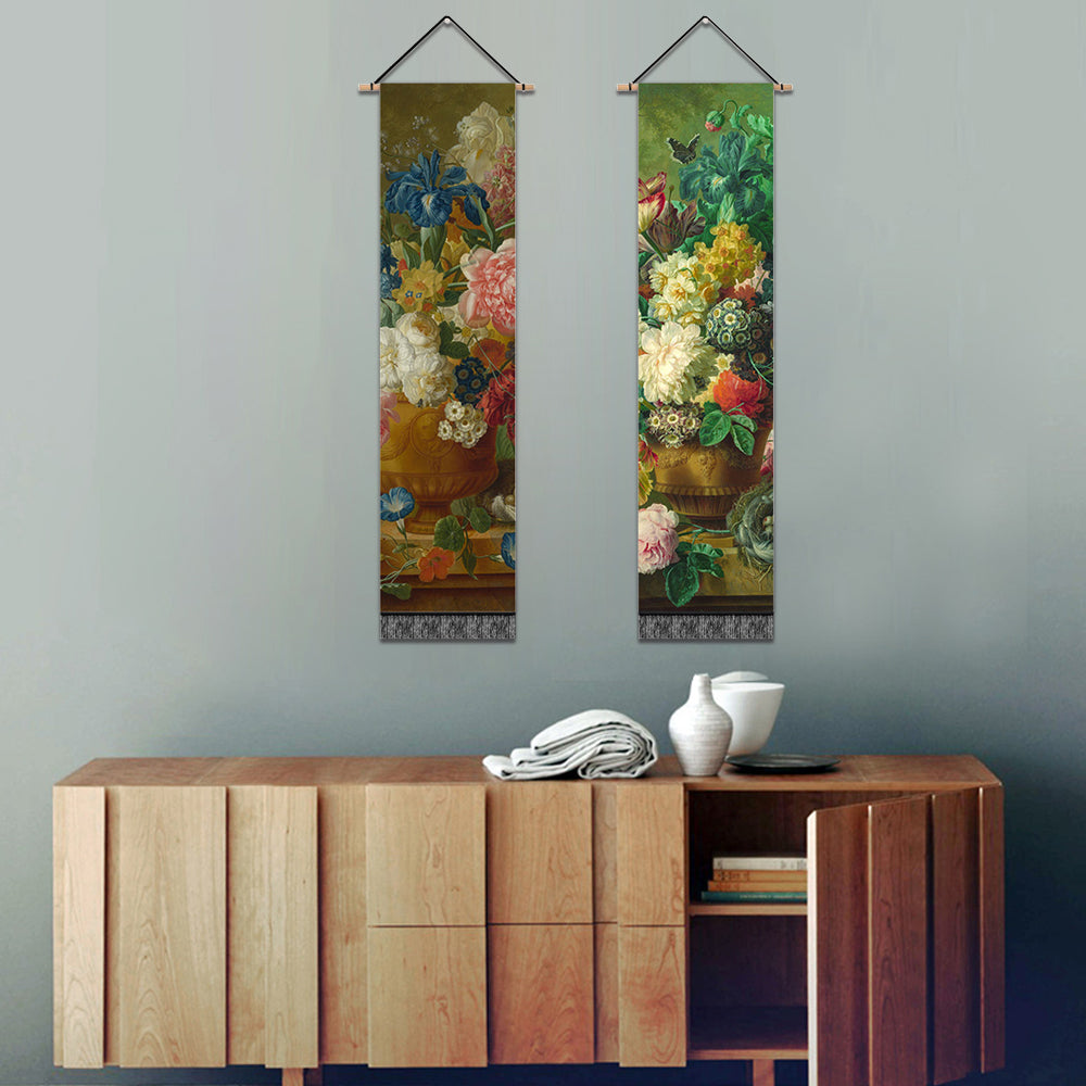 2 Pack Abstract Colorful Flowers Modern Wall Art Tapestries Vertical,Aesthetic Tapestry Art Long Tapestries for Room (12.8 X 51.2 Inch)