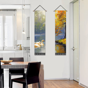 2 Pack Abstract swan Modern Wall Art Tapestries Vertical,Aesthetic Tapestry Art Long Tapestries for Room (12.8 X 51.2 Inch)