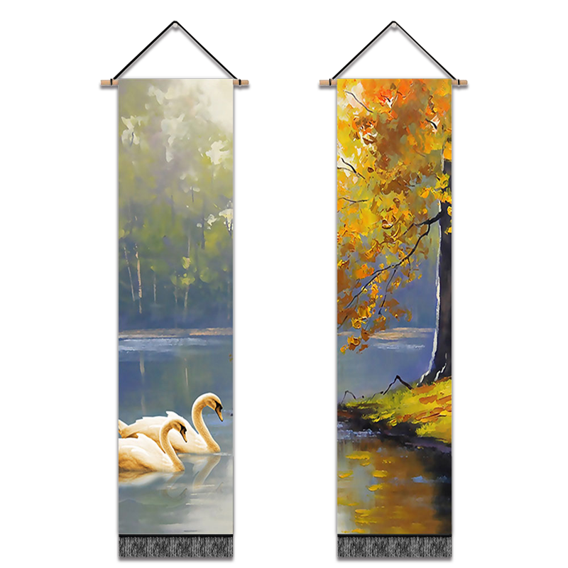 2 Pack Abstract swan Modern Wall Art Tapestries Vertical,Aesthetic Tapestry Art Long Tapestries for Room (12.8 X 51.2 Inch)