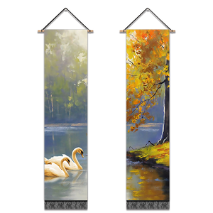 2 Pack Abstract swan Modern Wall Art Tapestries Vertical,Aesthetic Tapestry Art Long Tapestries for Room (12.8 X 51.2 Inch)