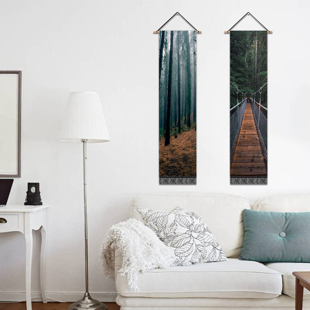2 Pack Abstract Forest Modern Wall Art Tapestries Vertical,Aesthetic Tapestry Art Long Tapestries for Room (12.8 X 51.2 Inch)