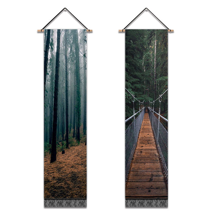2 Pack Abstract Forest Modern Wall Art Tapestries Vertical,Aesthetic Tapestry Art Long Tapestries for Room (12.8 X 51.2 Inch)