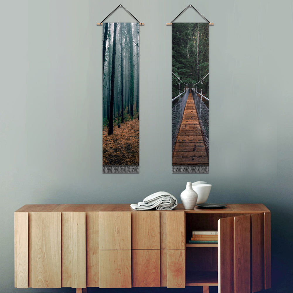 2 Pack Abstract Forest Modern Wall Art Tapestries Vertical,Aesthetic Tapestry Art Long Tapestries for Room (12.8 X 51.2 Inch)
