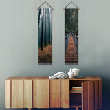 2 Pack Abstract Forest Modern Wall Art Tapestries Vertical,Aesthetic Tapestry Art Long Tapestries for Room (12.8 X 51.2 Inch)