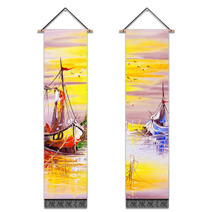 2 Pack Abstract Boat Yellow Modern Wall Art Tapestries Vertical,Aesthetic Tapestry Art Long Tapestries for Room (12.8 X 51.2 Inch)